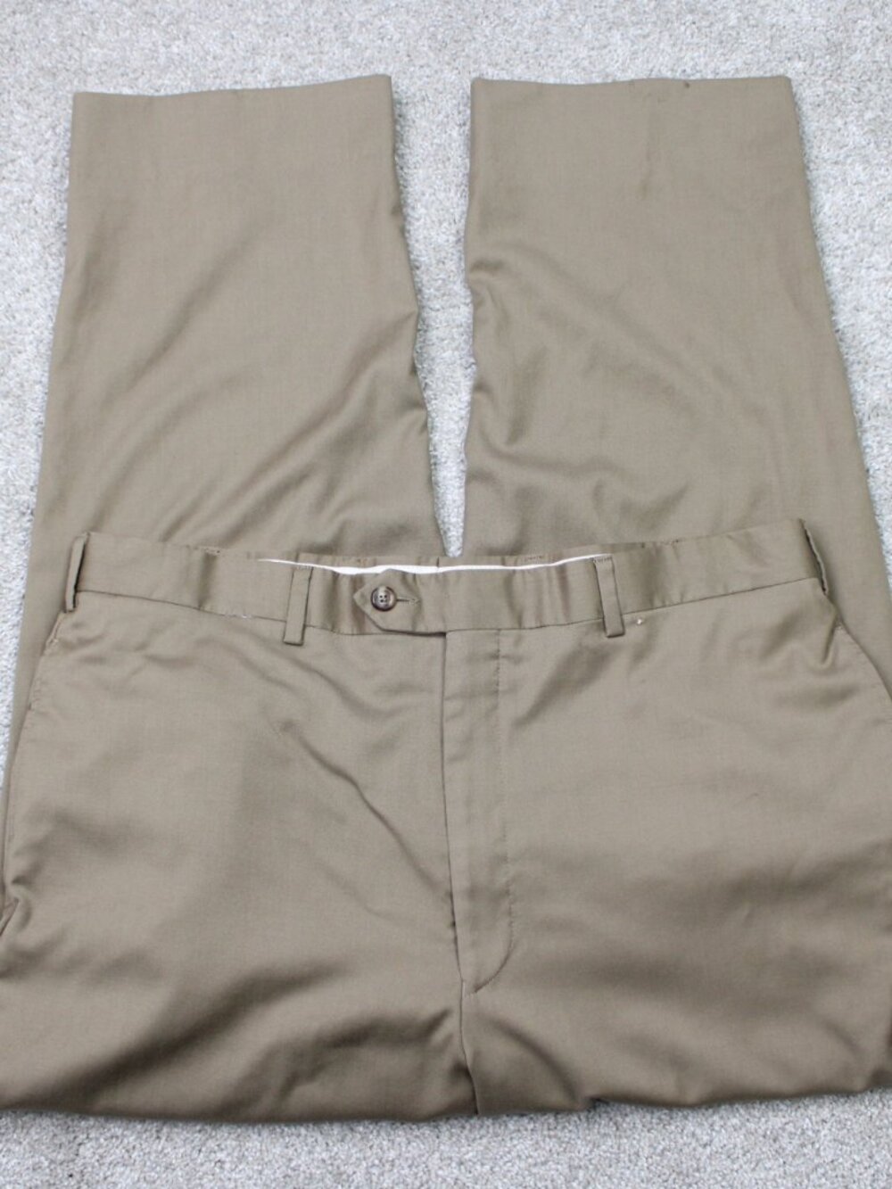 Jos. A. Bank Pants Mens 38x28 Beige Signature Collection 100% Wool Flat Front